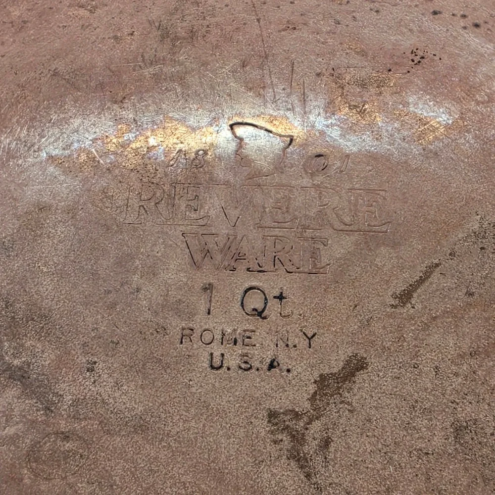 Revere Ware Saucepan 1 Qt Silver Good Copper Bottom 1801 Rome NY USA with Lid